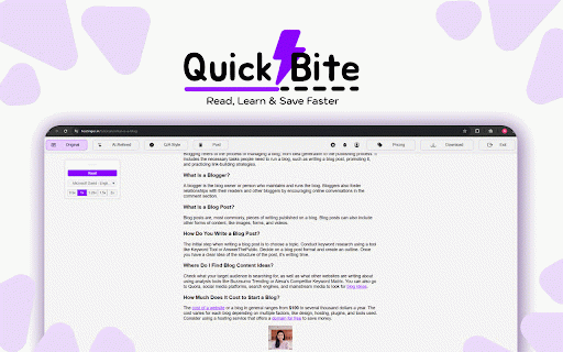 QuickBite - Read, Learn & Save Faster :: QuickBite refines and optimizes the content on the web page and helps you Read, Learn & Save Faster.