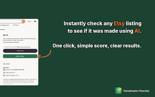 Handmade Checker :: Analyzes Etsy listings for AI-generated authenticity using AI.