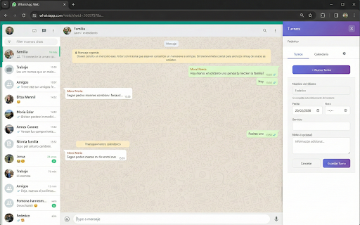 Asistente de Turnos para WhatsApp :: Gestiona turnos de clientes directamente desde WhatsApp Web