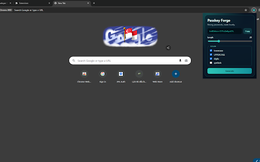 Passkey Forge Mini :: Generate strong random passwords with length and character options.