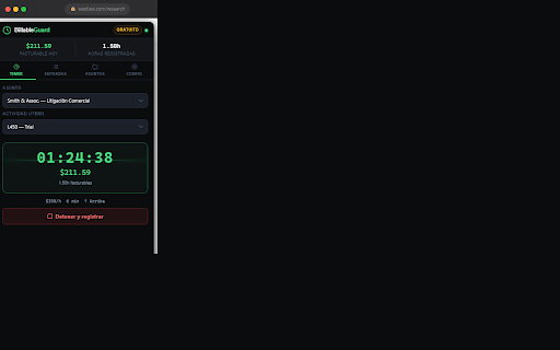 BillableGuard – Legal Focus Suite :: Billable time tracker for legal teams. UTBMS codes, SHA-256 integrity, matter management & focus enforcement. 100% local.
