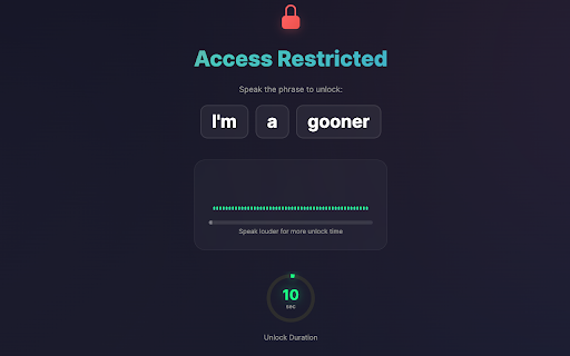 Scream to Unlock: yell to unblock adult sites :: A productivity tool that blocks adult websites and makes you say embarrassing things to unlock them