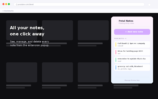 Petal Notes — Floating Sticky Notes :: Cute floating sticky notes that follow you across every tab. Multiple notes, color picker, always on top.