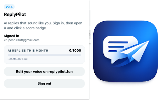ReplyPilot :: Score every X tweet you scroll past. Draft replies in your voice. Insert into the reply box with one click.