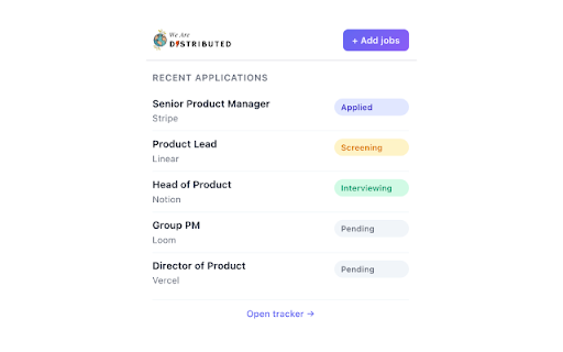 We Are Distributed – Job Tracker :: Log job applications and track responses without leaving your browser.