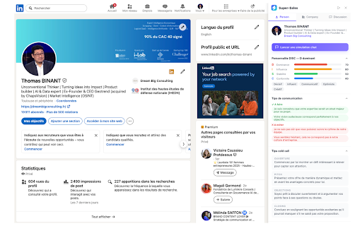 Super-Sales for LinkedIn :: Simulez la réaction de vos prospects LinkedIn avant d'envoyer un message.