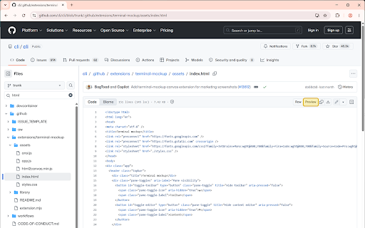 GitHub Local HTML Preview :: Preview GitHub HTML locally, including private repositories you can already access.
