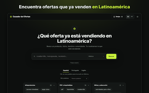Cazador de Ofertas :: Encuentra las ofertas que están escalando en la Biblioteca de Anuncios de Meta — pensado para el mercado hispano.