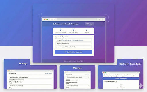 Ordinare: AI Bookmark Organizer :: Organize bookmarks intelligently with AI with BYOK support