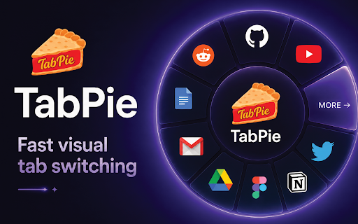 TabPie :: Search, preview, manage, and switch between open tabs and tab groups with a fast radial menu.