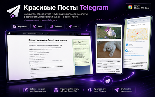 Красивые Телеграм Посты :: Посты-минилендинги в Telegram: таблицы, карусели, медиа и оформление как на сайте для продаж и вовлечения.