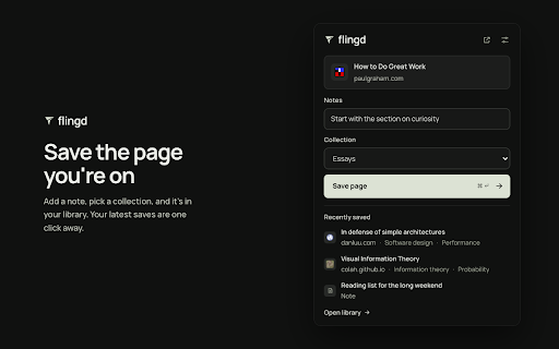 flingd :: Save links to flingd with a single shortcut.