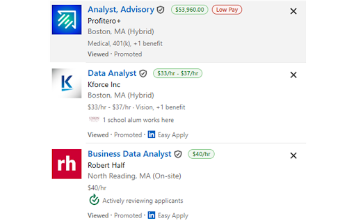 Job Checkmark :: Track which jobs you have applied to on LinkedIn and Indeed, see salaries at a glance, and filter out low-pay listings.