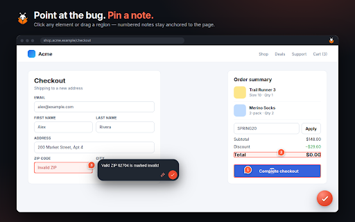 BugSnitch :: Capture page context and turn it into a focused GitHub or Linear issue, or a shareable link.