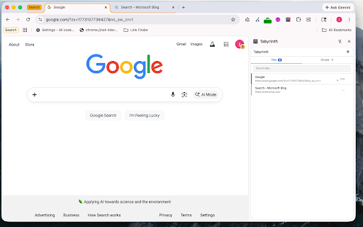 Tabyrinth :: Navigate your tabs with ease — find recent tabs and sort tab groups