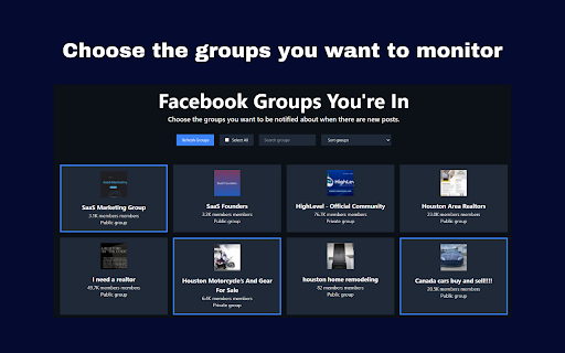 Groups Monitor :: Get real-time push notifications on any group – private or public – no admin access needed.