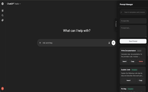 ChatGPT Prompt Manager – Save & Reuse Prompts :: Save, search, and insert reusable prompts directly inside ChatGPT.