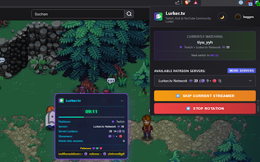 Lurker.tv – Twitch, Kick & YouTube Community Lurker :: Rotates streams and shows only your approved Discord servers with secure point tracking.