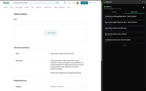 SellFast AI :: Generate AI listings and auto-fill forms on Vinted, eBay and Subito.it