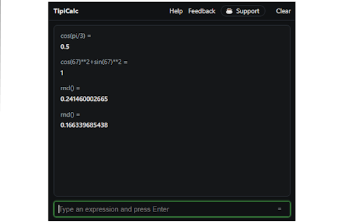 TipiCalc Calculator :: A simple and powerful calculator. Just type your expression and press Enter