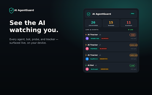 AI AgentGuard :: Next generation firewall. Find & block AI agents, bots & trackers. Shadow AI? Handled.