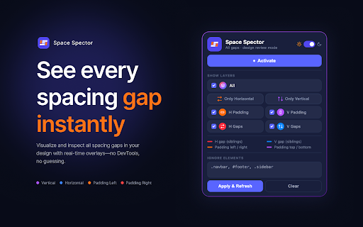 Space Spector :: Visualize all spacing gaps and padding at once — perfect for design review