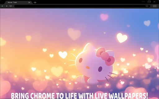 Hello Kitty Hearts Sunset Glow Live Wallpaper :: Cute meets cozy! Hello Kitty sparkles in a heart-filled sunset scene with glowing pink charm. 🌅💖