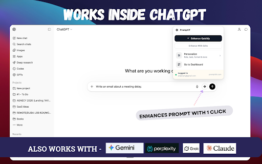 PromptIT — Improve Your Prompts :: Instantly upgrade weak prompts into structured, high-quality prompts inside your favourite AI chat.