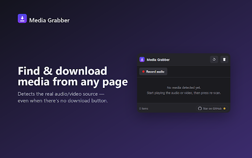 Media Grabber - Video & Audio Downloader :: Video and audio downloader for the web. Detect and save media from any page, with HLS/DASH (m3u8) support via FFmpeg.