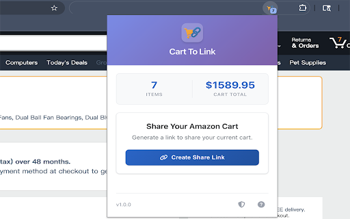 Cart To Link - Share Amazon Shopping Cart Easily ! :: Convert your Amazon cart to shareable links instantly. Share your cart with friends and family!