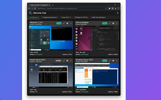 Chrome Remote Multi-Task :: Multi-tab and grid TV wall manager for Chrome Remote Desktop.