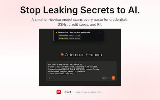 Redact :: Privacy guard for LLM chats. Catches credentials and PII - On-device and Open source.