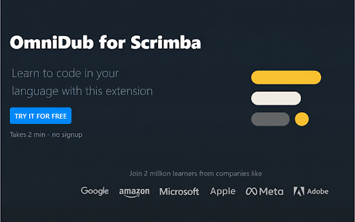 OmniDub for Scrimba :: Real-time translated transcript + voice TTS for Scrimba