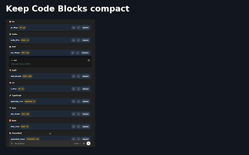 ChatGPT Code Collapse :: Makes ChatGPT code blocks collapsible with copy and download controls using reliable language-based filenames.