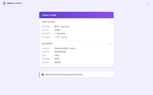 ShareYourFans™ Assistant :: Easily manage your content, analyze insights, and grow your fanbase — all from your browser!