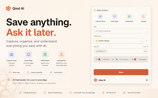 Qind AI Web Clipper :: Capture, organize, and enhance your web content with AI-powered tagging and summarization.