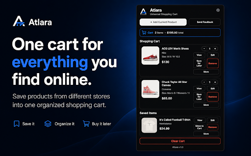 Atlara Cart :: Save products from different websites into one cart.