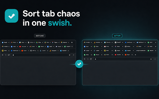 swish :: Sort, group, deduplicate, and undo changes to tabs in your current Chrome window using the popup or keyboard shortcuts.