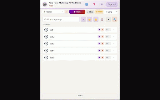 Aura Flow: Multi-Step AI Workflows :: Automate sequential AI prompts. Build multi-step workflows in ChatGPT, Claude & Gemini without API costs. Set it and walk away.