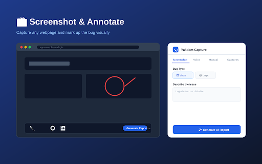 Yakdam Capture :: Capture every bug. Push instantly. AI-powered QA for Yakdam Capture.
