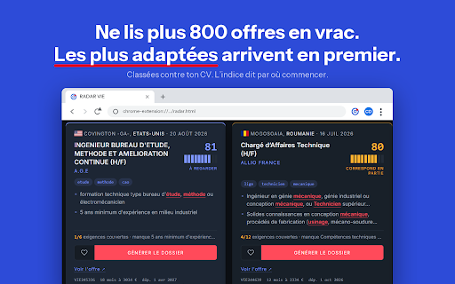 RADAR VIE PRO :: Trouve les offres à l'international — V.I.E et tableaux de recrutement — qui correspondent à ton parcours, et prépare ton dossier.