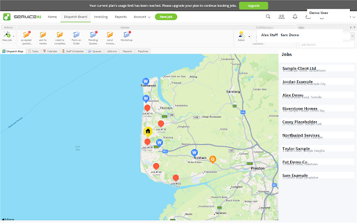 ServiceM8 Dashboard Tabs :: ServiceM8 Dispatch Board tools for invoices, job documents, reporting, diagrams, and AI.