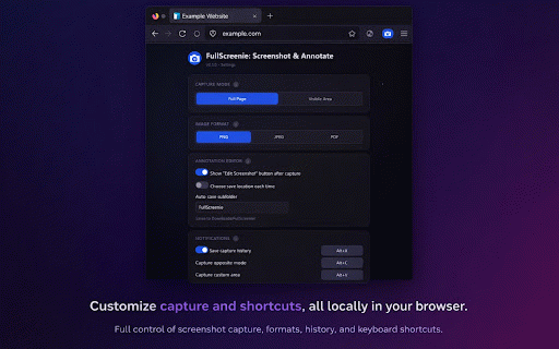 FullScreenie: Screenshot & Annotate :: Capture full-page or visible-area screenshots, annotate, and copy or save.