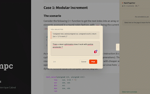 HackTogether :: Leave your one annotation per day on HN-featured articles.