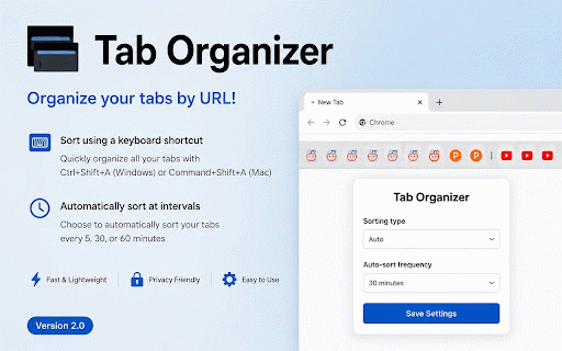 Tab Organizer :: Organizes and rearranges tabs by URL.