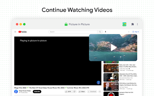 Picture in Picture - Floating Player :: Watch videos in a floating player outside the browser window or on top of any other windows. Picture in Picture mode for web!