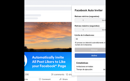 Facebook Auto Inviter :: Invita automáticamente a los que reaccionaron a tus publicaciones a seguir tu fanpage.