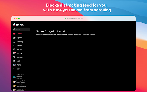 Tiktok eradicator :: TikTok Eradicator helps you take back control of your time by removing TikTok's addictive feed.