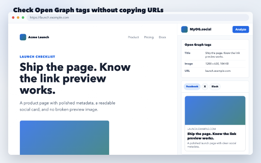 Open Graph Checker & OG Image Preview :: Check Open Graph tags, OG images, meta tags, and social previews from Chrome's side panel.