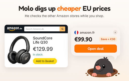 Molo — Amazon EU Price Compare :: Molo compares Amazon prices across Europe and shows when a better deal is waiting in another EU store.
